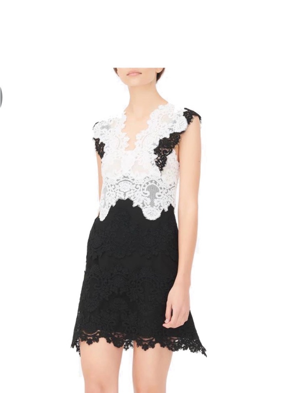 Sandro Black and White Lace Mini Dress